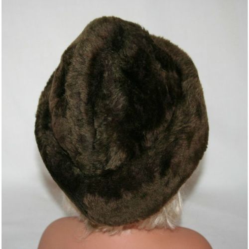 Vintage 1960 1970 Faux Fur Brown Hat