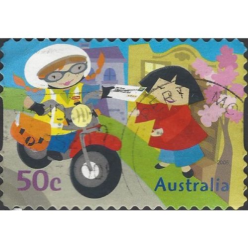 AUSTRALIA, Postie Kate delivers letter, blue & green 2006, 50c, #2