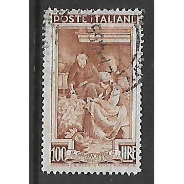 ITALY 1950 ITALY WORKERS 100L BROWN WOMAN HANDLING MAIZE SG777 FINE USED#
