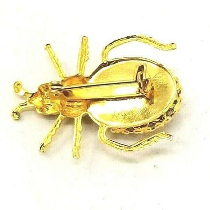Vintage 1 1/2" Bug Beatle Brooch Gold-Tone with Polished Stone (B33)