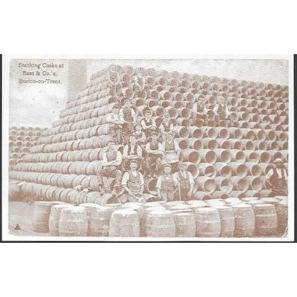 Burton-on-Trent, Staffordshire - stacking casks - Bass Museum repro postcard