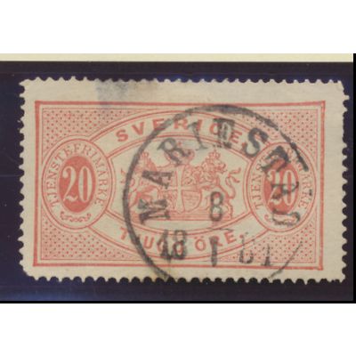 Sweden Stamp Scott #O7, Used, 1881 Mariestad Cancel