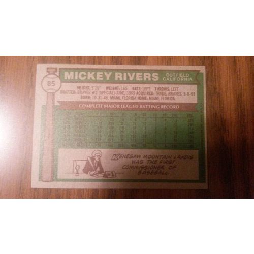 1976 Topps Card # 085 Mickey Rivers Excellent (5) California Angels