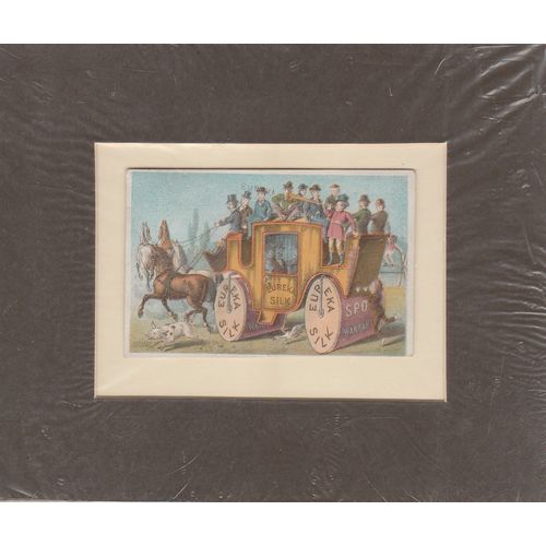 Framed advertising card circa 1880 Eureka Silk Thread carriage design