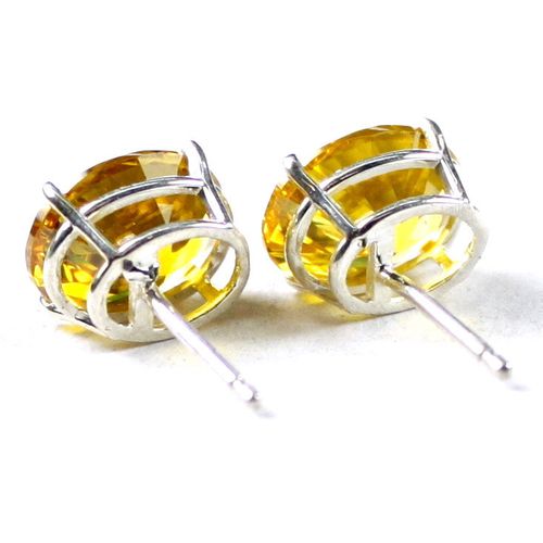 Golden Yellow CZ, 925 Sterling Silver Post Earrings, SE102