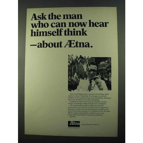 1969 Aetna Insurance Ad - Man Can Hear Himself Think