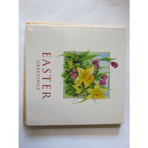 Easter Card Easter Greetings Daffodils And Tulips Small A7 Portrait Pack Of 5