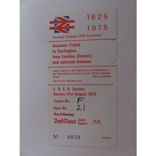 BR Passenger Railways 150th Anniversary London-Darlington 1975 Ticket