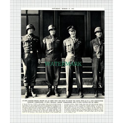 X990) Lt Gen Courtney Hodges Eisenhower Bradley Lt Patton US 3rd - 1945 Clip