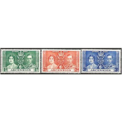 Ascension Island 1937 Coronation Set SG35-37 Mounted Mint . .. .