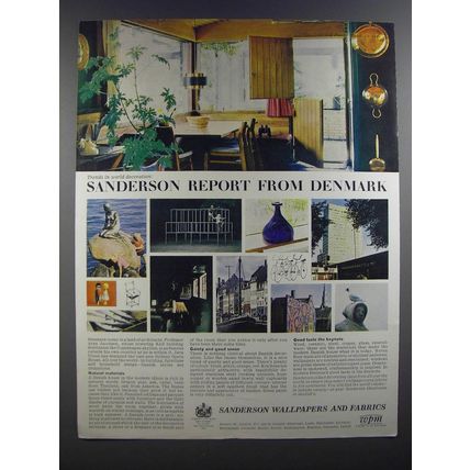 1964 Sanderson Wallpapers and Fabrics Ad - Sanderson report from Denmark