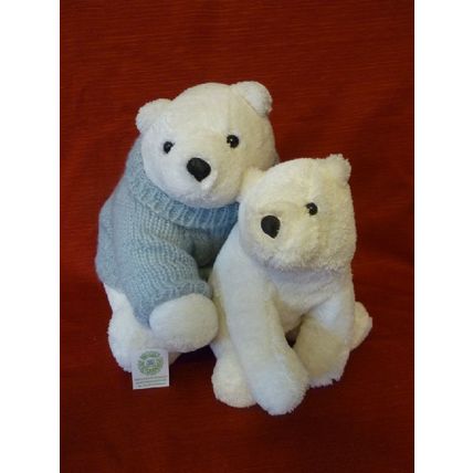 LOT OF 2 BATH & BODY WORKS POLAR BEARS LARGE BEAR HAS GRAY COWL NECK SWEATER