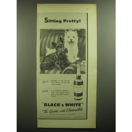 1947 Black & White Scotch Ad - Sitting Pretty!