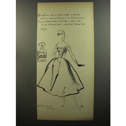 1953 Henri Bendel Dress Ad - Young-Timers scale new fashion heights