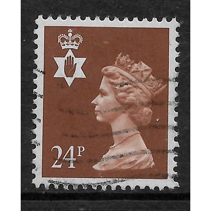 GREAT BRITAIN REGIONALS 1991 N IRELANDS 24p BROWN SG NI 58 FINE USED#