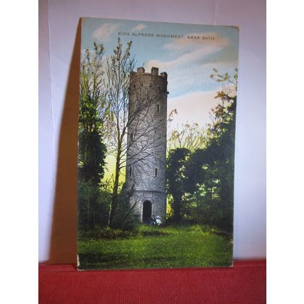 KING ALFREDS MONUMENT, near BATH, SOMERSET used antique postcard 1908 pm =