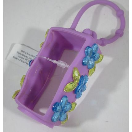 Bath & Body Works PocketBac Hand Sanitizer Holder Purple Blue Flowers
