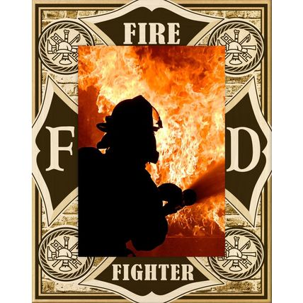 Firefighter Laser Engraved Wood Picture Frame Portrait (5 x 7)