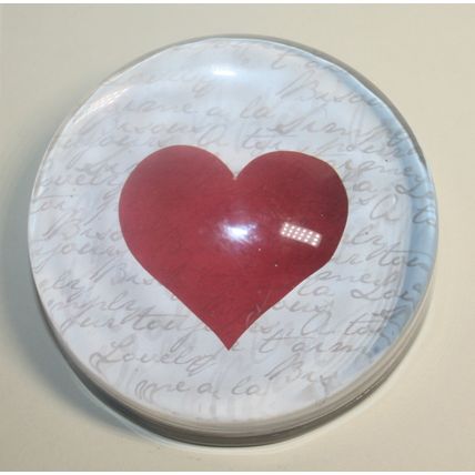 Clear Glass Dome Heart Paperweight