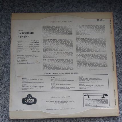 Puccini - La Boheme Highlights (BR3061) 1960 (10")