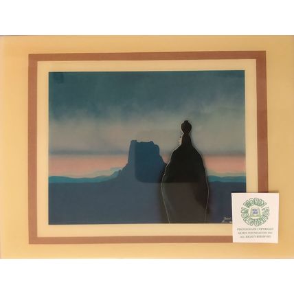 SOUTHWEST SUNSET ROBERT REDBIRD KIOWA NATIVE AMERICAN INDIAN ARTIST TILE w STAND