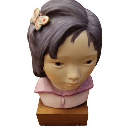 RARE Cybis Porcelain Figurine Head Bust Asian Girl Signed 9” by Dorothy Campbell