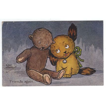 FRIENDS AGAIN - C.W. FAULKNER POSTCARD - POSTED ILKLEY 1917