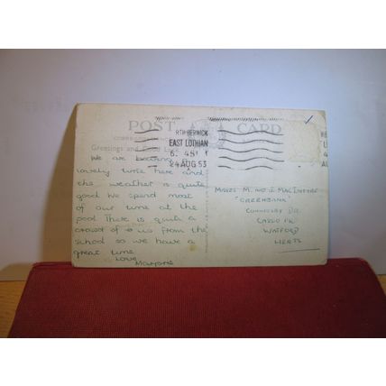 EAST BAY & MODEL YACHT POND, NORTH BERWICK, SCOTLAND used postcard 1953 pm =