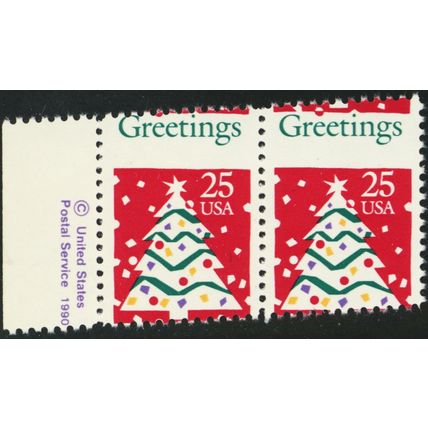 2515, MNH 25¢ Diagonal Perforation Shift Error Pair - Stuart Katz