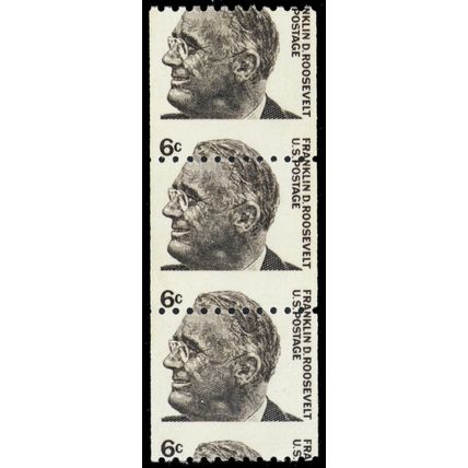 1298, Mint NH Misperfed Error 6¢ FDR Coil Strip of Three - Stuart Katz