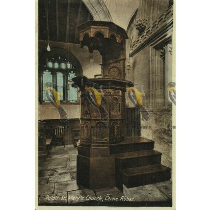Pulpit, St Mary's Church, Cerne Abbas, Dorset, Rare Postcard