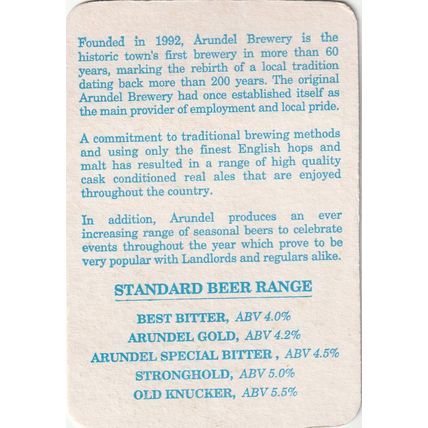 BEER MAT - ARUNDEL BREWERY - BEST BITTER - (Cat No 001) - (1997)