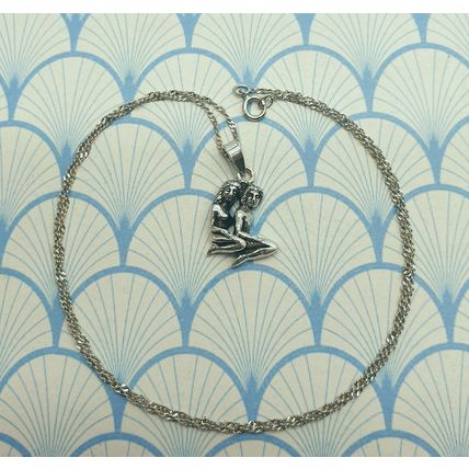 Vintage 925 Sterling Silver Gemini Twins Zodiac Sign Pendant Necklace