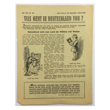 WW2 Soviet/Russian Air Drop Leaflet Illustrated by Erich Weinert. - Code 1457.