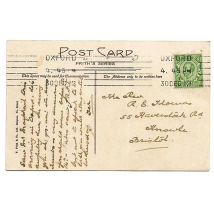Postcard UK Oxfordshire Oxford Merton College university posted 1912