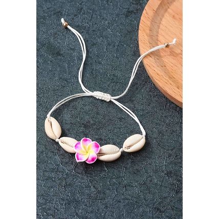 White Flower Seashell Adjustable Bracelet
