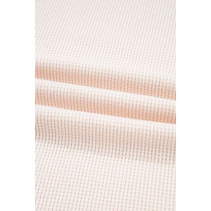 Beige Striped Waffle Patchwork Exposed Seam Raw Edge Casual Knit Top