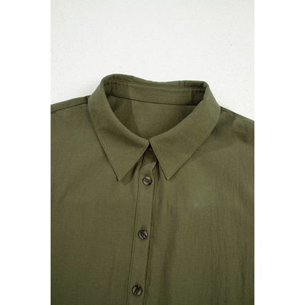 Four Leaf Clover Plus Size Collar Half Button Long Sleeve Ruffle Hem Mini Dress