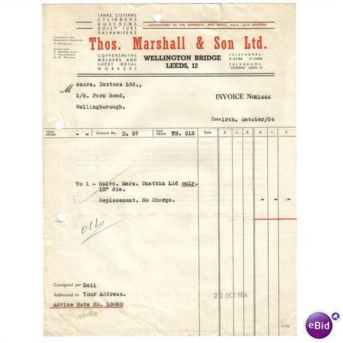 1954 THOS MARSHALL & SON LTD WELLINGTON BRIDGE LEEDS