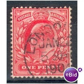 GB stamps 1902-10 KEV11 - 1d SG219 London 64
