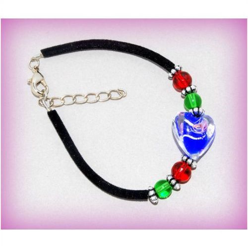 Lovely Pretty Women Girl Blue Glass Bead Love Heart Bracelets Jewellery 1286