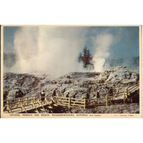New Zealand PC - Geysers, Terrace And Bridge, Whakarewarewa, Rotorua - P.685