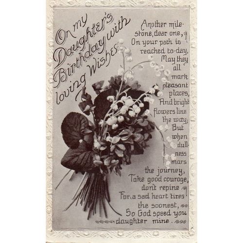 Embossed PPC B&W On my Daughter's Birthday with Loving Wishes Bouquet 810