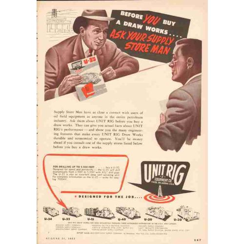 unit rig equipment company 1953 before buy ask supply store vintage ad