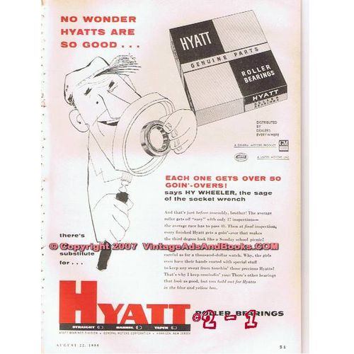 HYATT ROLLER BEARINGS 1955 oil gas GM petroleum vintage ad