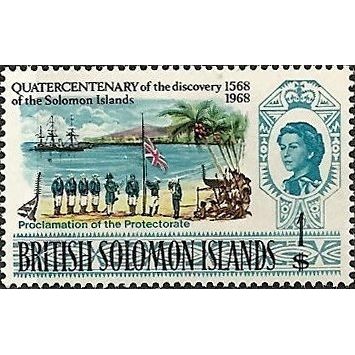 Solomon Isds 1968 400th discovery $1 Protectorate Mounted Mint MM SG 165 stamp