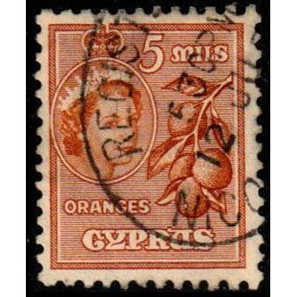 Cyprus 1955 - QE II Oranges 5M Used Stamp.