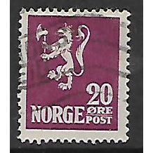 NORWAY 1926 NEW LION 20 ORE PURPLE SG 189 FINE USED#3