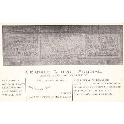 Kirkdale Church Yorkshire Sundial Clock Saint Gregory King Henry Old Postcard