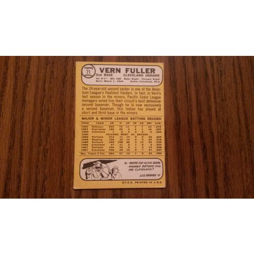 1968 Topps Card # 071 Vern Fuller Good (2) Cleveland Indians
